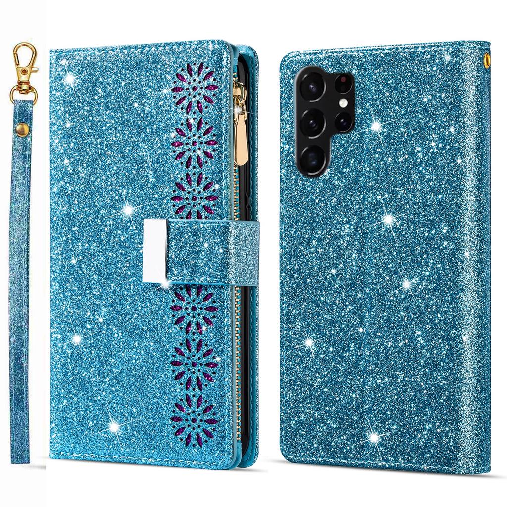 Etui do Samsung Galaxy S26 Ultra Gwieździste Niebo Rzeźbione Skórzany Portfel Pokrowiec na Telefon z Paskiem na Nadgarstek