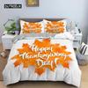 Høst Takkedag Dynetrekk King Queen Tegneserie Oransje Gresskar Kalkun Sengetøy Sett Lønneblader Mykt Polyester Dynetrekk
