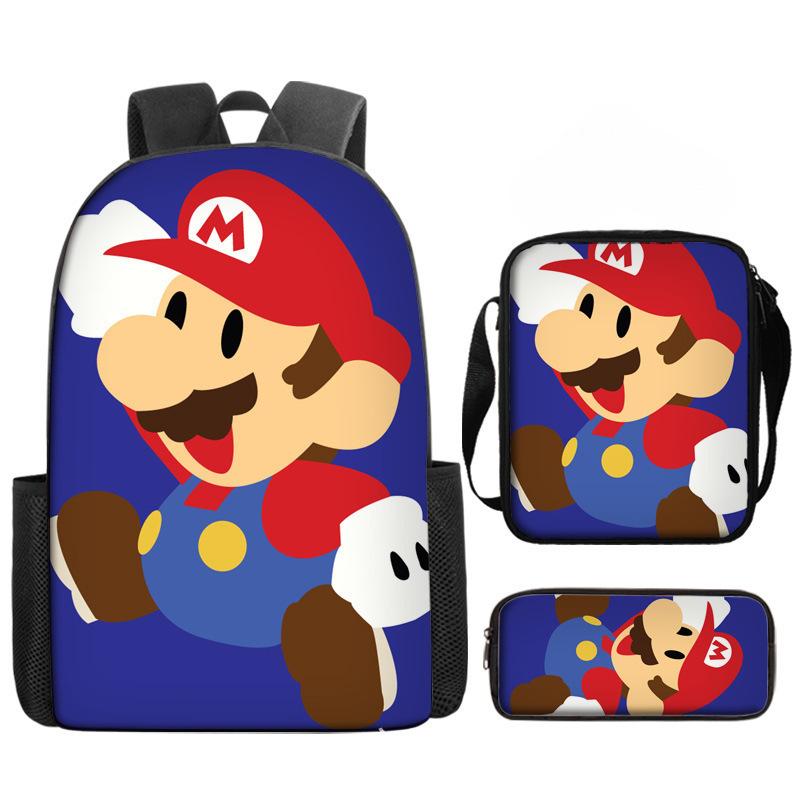 Student Schoolbag Three-Piece Set, Animation Cartoon Backpack, Shoulder Bag, Pencil Case.