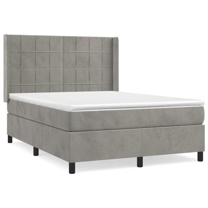Maison Exclusive - Rete a doghe per letto e materasso Grigio chiaro 140x190cm Velluto