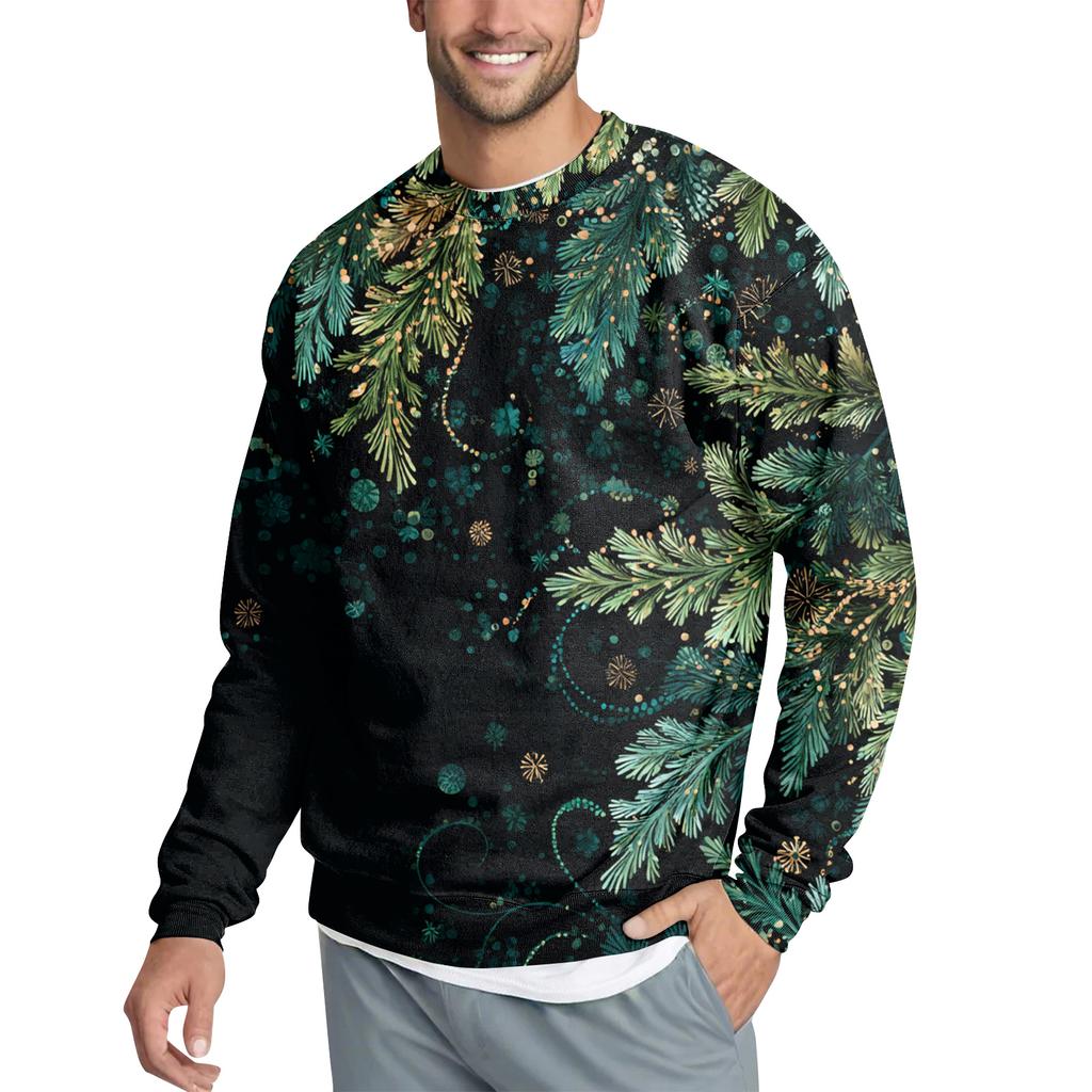 Men's Casual Fashion Printed Round Neck Pullover Sweatshirt