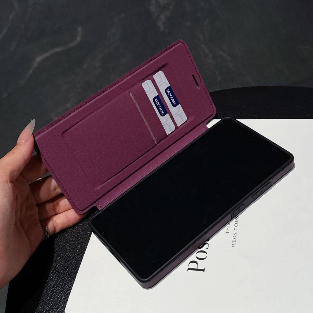 Samsung S25 Ultra Flip Card Holder Phone Case with Armor Shield and Rotating Magnetic Stand - Full Coverage Anti-Drop A17 Case