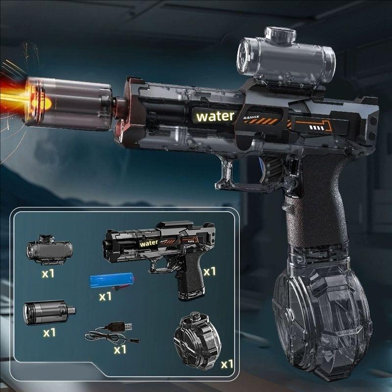 Firelight Electric Continuous-Fire Water Gun with Integrated Pulse Flame Light Effects - Self-Loading Recoiling Children s Toy