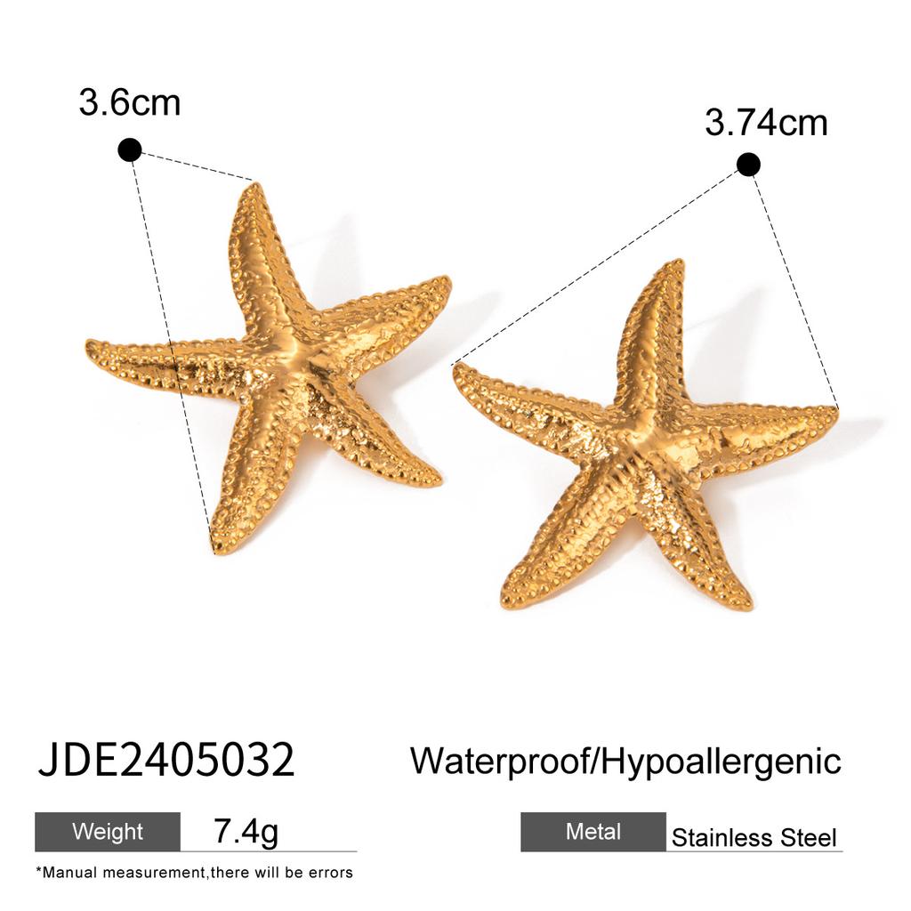 Stainless Steel Stud Earrings for Women - Elegant Ear Accessories Featuring Star-shaped Seashell Designs