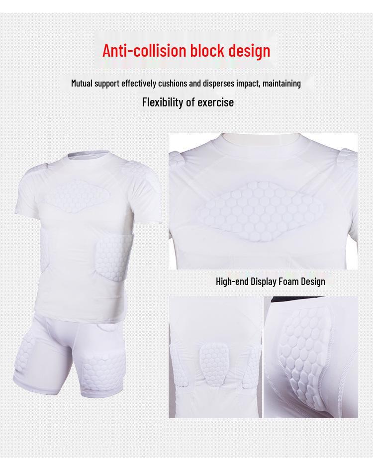 Basketball Anti-Collision Jersey & Shorts: Men's Honeycomb Compression Base Layer for Outdoor Sports