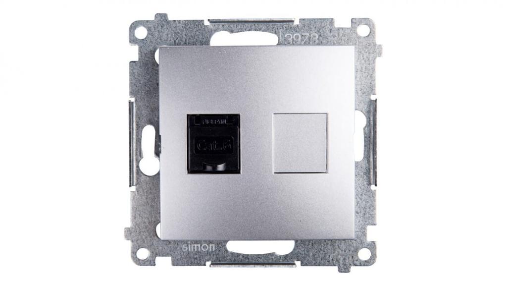 Simon 54 Single Computer Socket Rj45 Cat.6 With Shutter Matt Silver D61.01/43