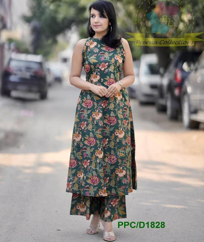 Women Party Wear Pure Cotton Kurta Pant Set Indian Pakistani Designer Top Tunic Kurti Dress