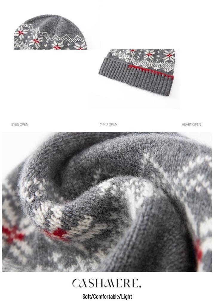 Korean Style 100% Pure Cashmere Knit Hat – Warm, Stylish Ear Protection Skullcap for Couples