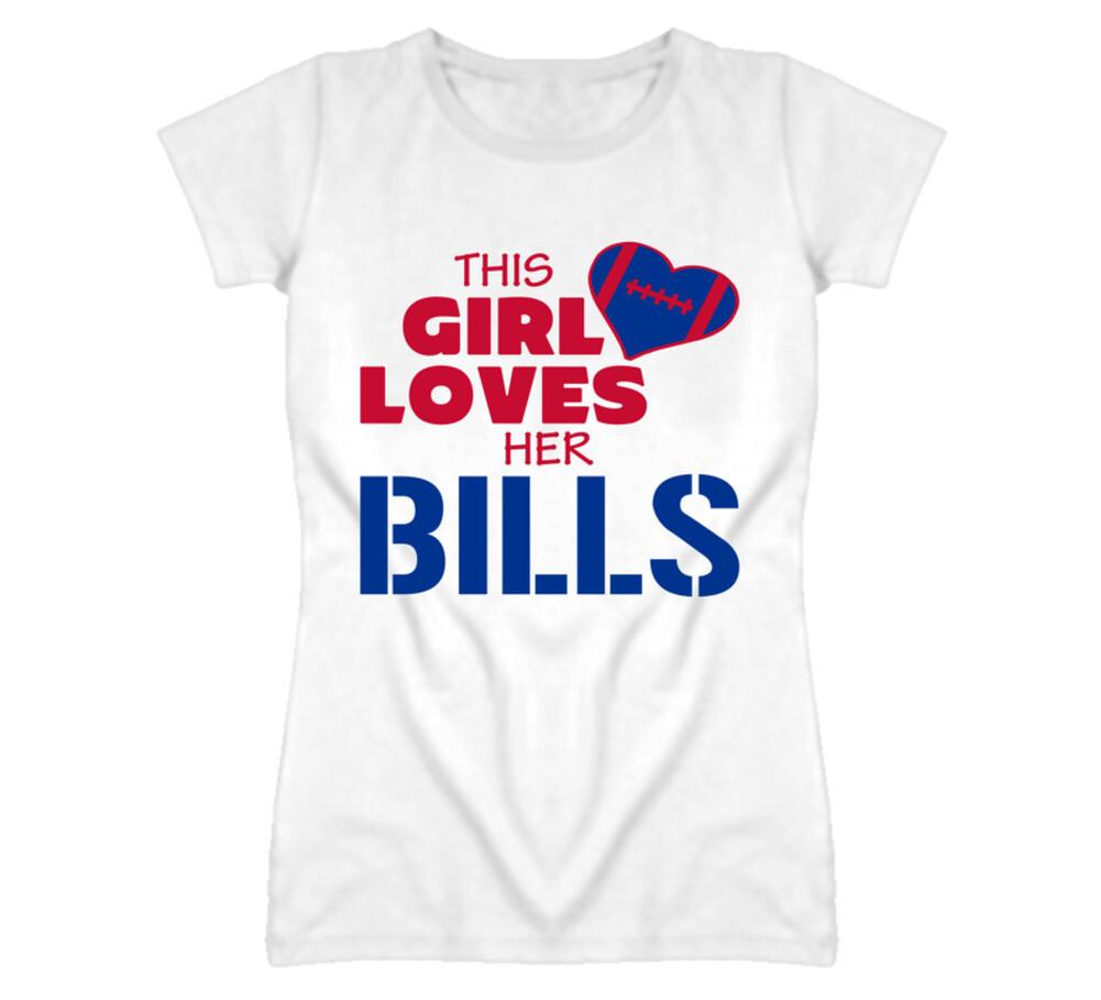 This Girl Loves Her Bills Football T Shirt Buffalo Bills Team Colors XL
