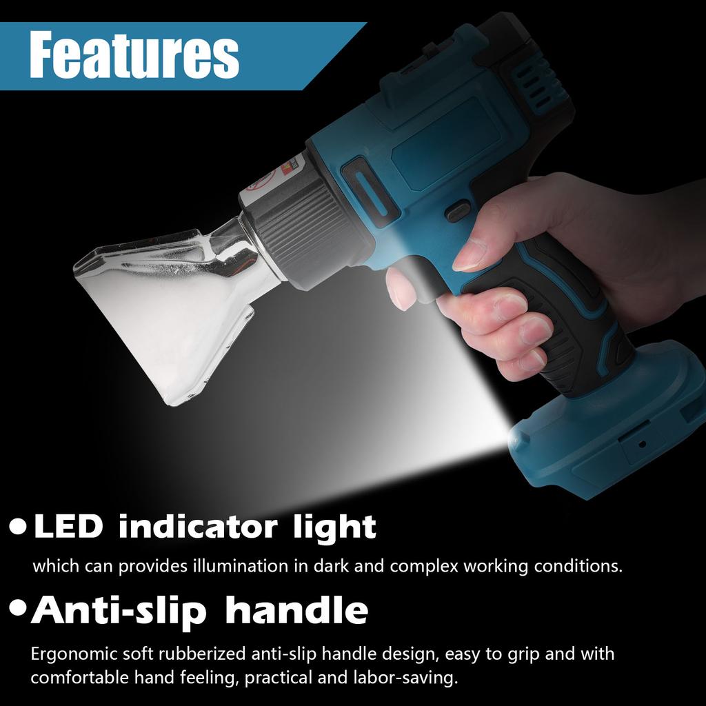 Cordless Handheld Hot Air Machine Lithium Rechargeable Heating Equipment Temperatures Adjustable Power Tool with 2