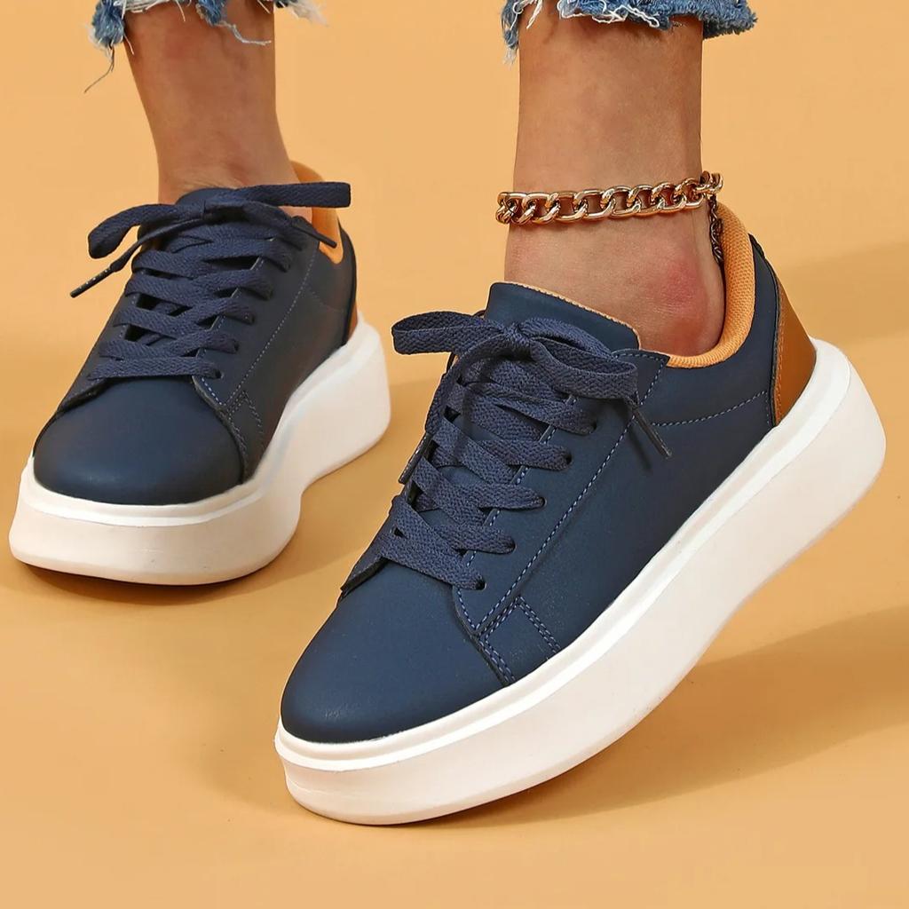Retro Chunky Sneakers Women Fashion Platform Shoes Men Casual Sneakers Waterproof Walking Shoes PU Leather Outdoor Footwear
