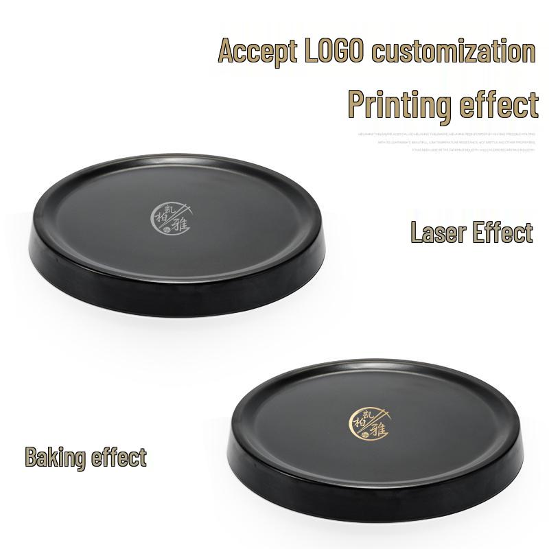 Black Melamine Japanese Sushi Tray - Long Shallow Plate for BBQ & Food Arrangement