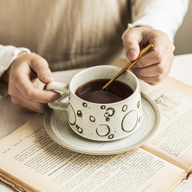 Creative Bubble Coffee Cup And Saucer Set Japanese Retro Afternoon Tea Cup Household Delicate Mug Dessert Plate