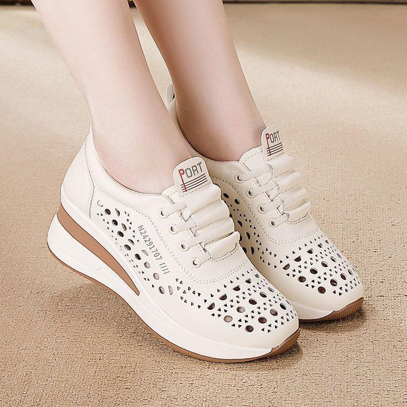 Slope heel thick-soled hole shoes women's shoes summer new hollow breathable casual shoes pedal lazy shoes