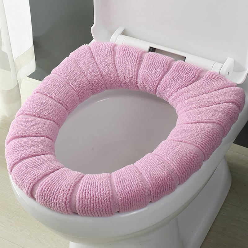 1Pc Thicker Bathroom Toilet Seat Cover Pads Soft Comfortable Toilet Seat Cushion Cover Stretchable Toilet Seat Warmer Easy Inst