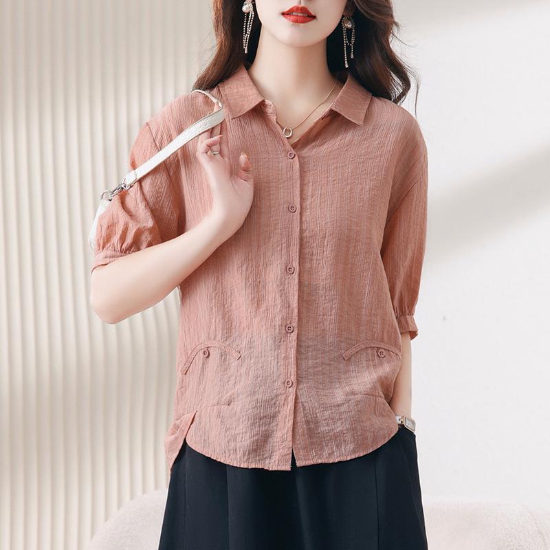 Chic Youthful Tencel Women's Summer Short Sleeve Loose Casual Top 2025 Style