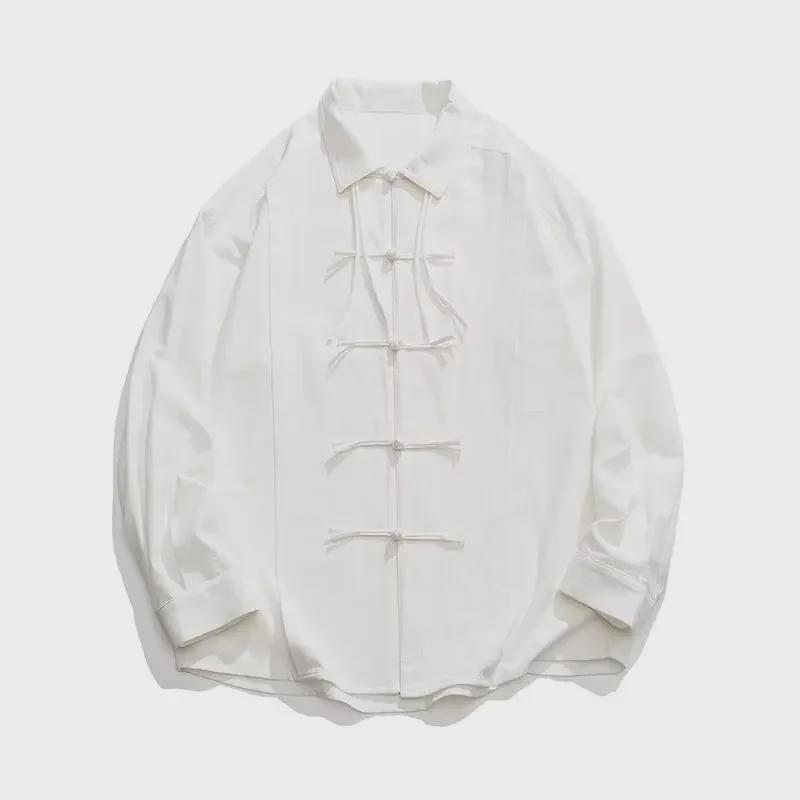Men's Loose Fit Chinese Style Buttoned Long-Sleeve Shirt - Hanfu Tang Suit 