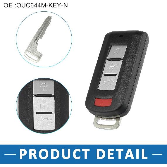 Key Fob Shell Case OUC644M-KEY-N Car Accessory for Mitsubishi Outlander 2010-2018