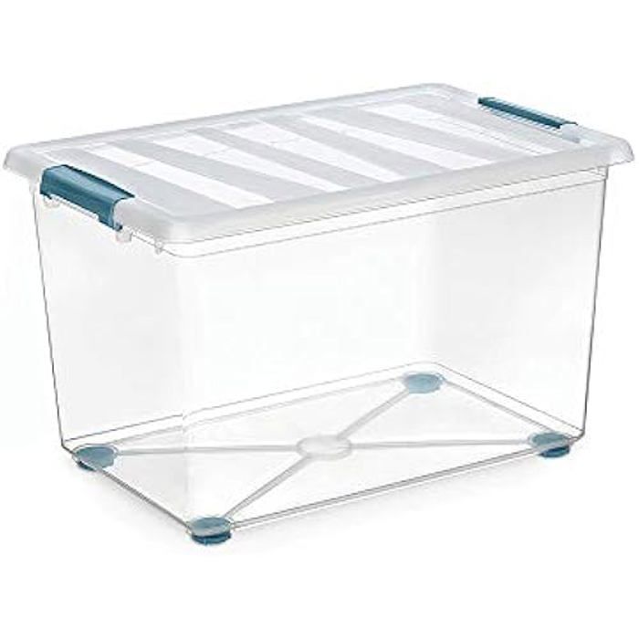 Pudełko do przechowywania - DOMOPAK LIVING - Katla - Przezroczyste - 57 L - Ergonomiczne kółka