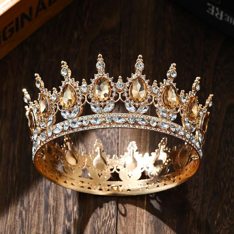 

Crown Bride s Headwear Wedding Dress Princess Luxurious and Shiny Full Round Crown Flower Cake Decorative Ornaments Crown