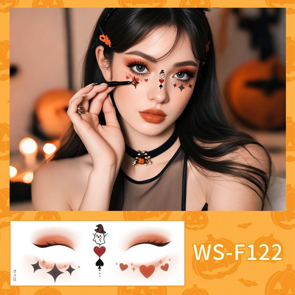 Disposable Halloween Face Tattoo Portable Long-acting Cheek Temporary Stickers Terrifying Transparent Bat Face Stickers
