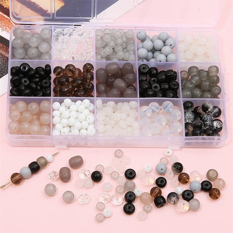 Black & White Glass Beads: Transparent Round, Crystal, Wheel, Bamboo - DIY Handcrafted Bracelet & Necklace Jewelry