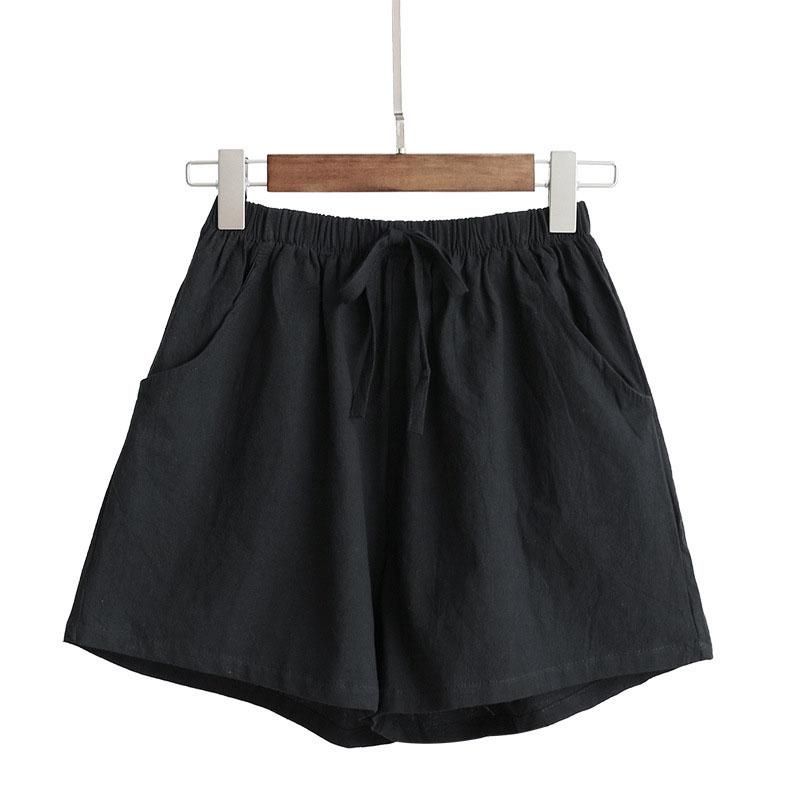 

Women Shorts Summer High Waist Casual Sports Shorts Solid Color Pocket Loose Beach Short Pants S чёрный