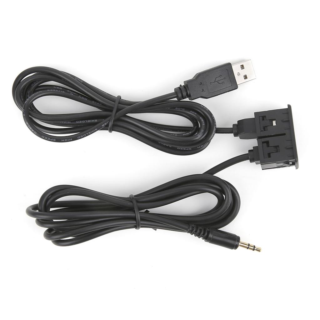 3.5mm AUX Extension Cable Adapter Flush Mount USB Port Headphone Jack Panel Mounting for Car Boat