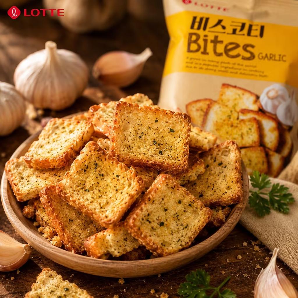 Chips de Pan Horneado con Sabor a Ajo Lotte 70g