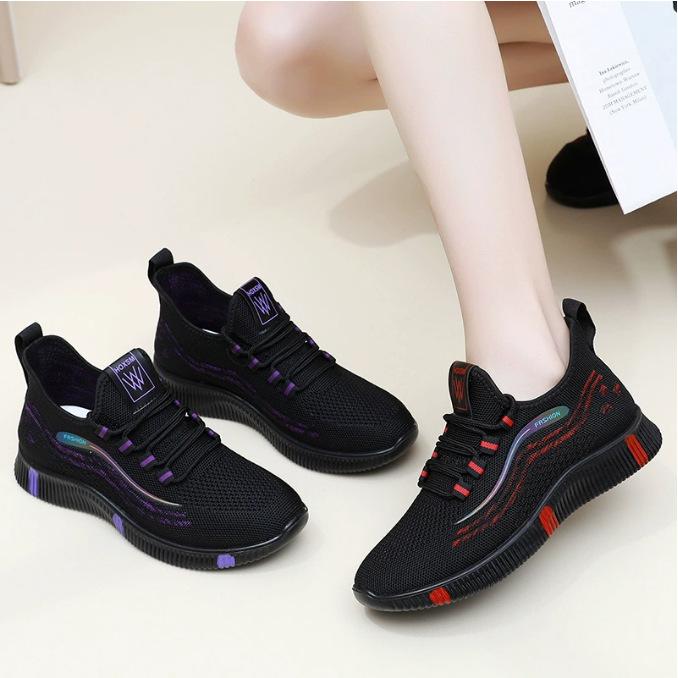 Mesh new flying woven women's shoes walking light soft sole women's sports shoes versatile casual shoes breathable shoes