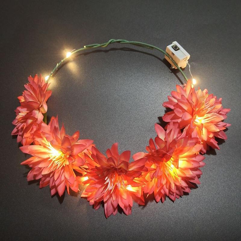 

1 шт. Светодиодная подсветка Новый симуляционный цветок Женщина Девушка Пляжная повязка на голову Свадебный подарок на день рождения Повязка на голову Гирлянда Повязка на голову Светящийся венок