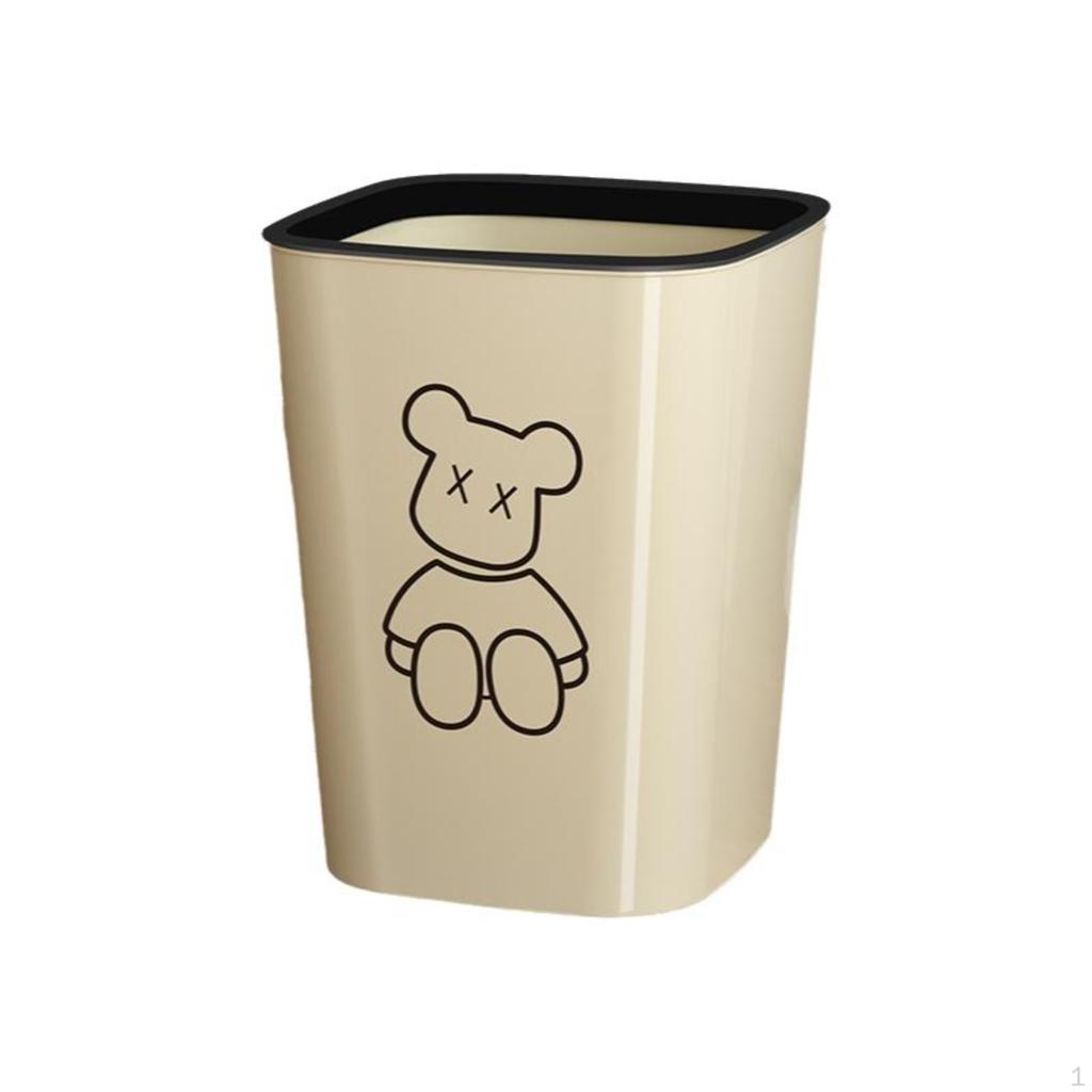 Trash Can, Large Capacity, Sleek Contemporary Waste Bin, Bathroom, Kitchen, Bedroom Beige Bear S