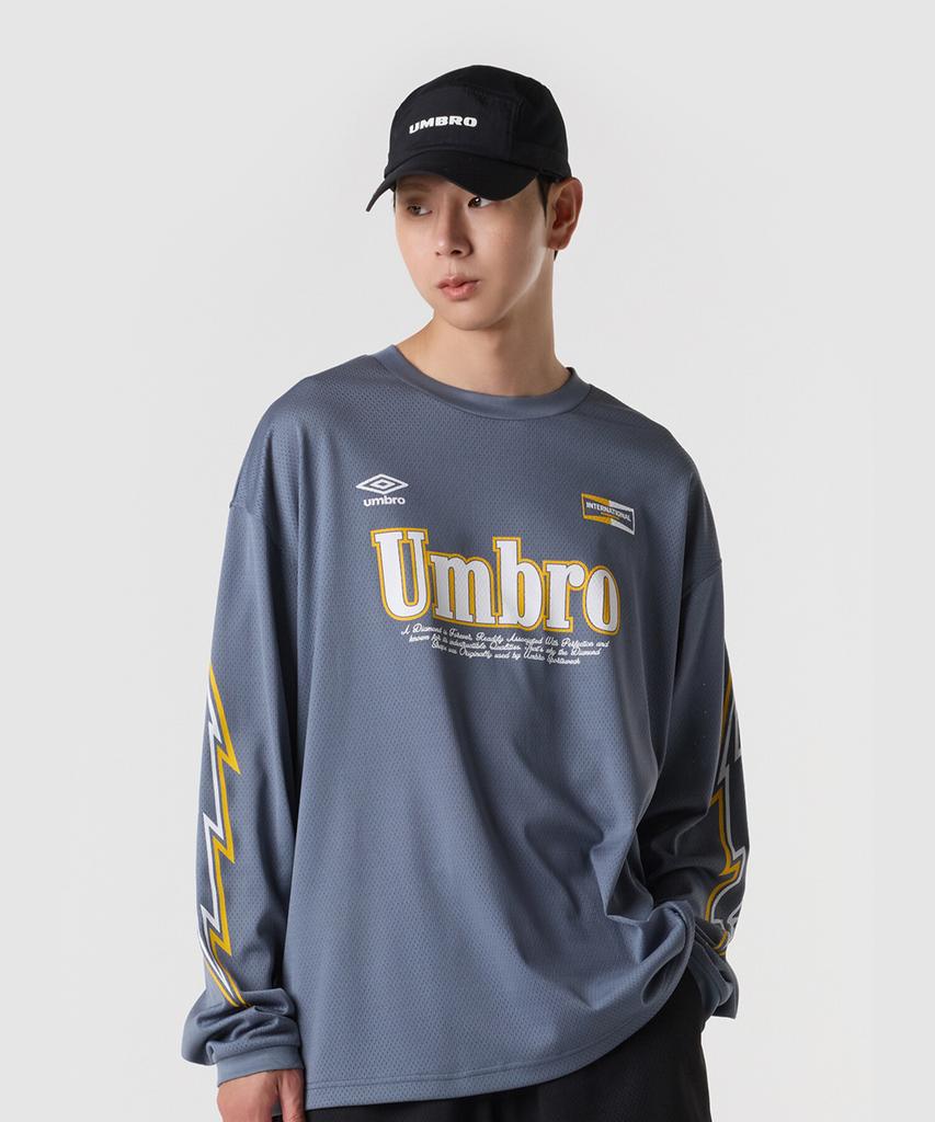 UMBRO One-Point Mesh Long Sleeve T-Shirt Charcoal (Uq321Crl71) (Type A)
