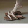 Fashion Woven Sandals and Slippers for Women 2025 New Holiday Style Square Head Mid-heel Outward Wear Flip-flops