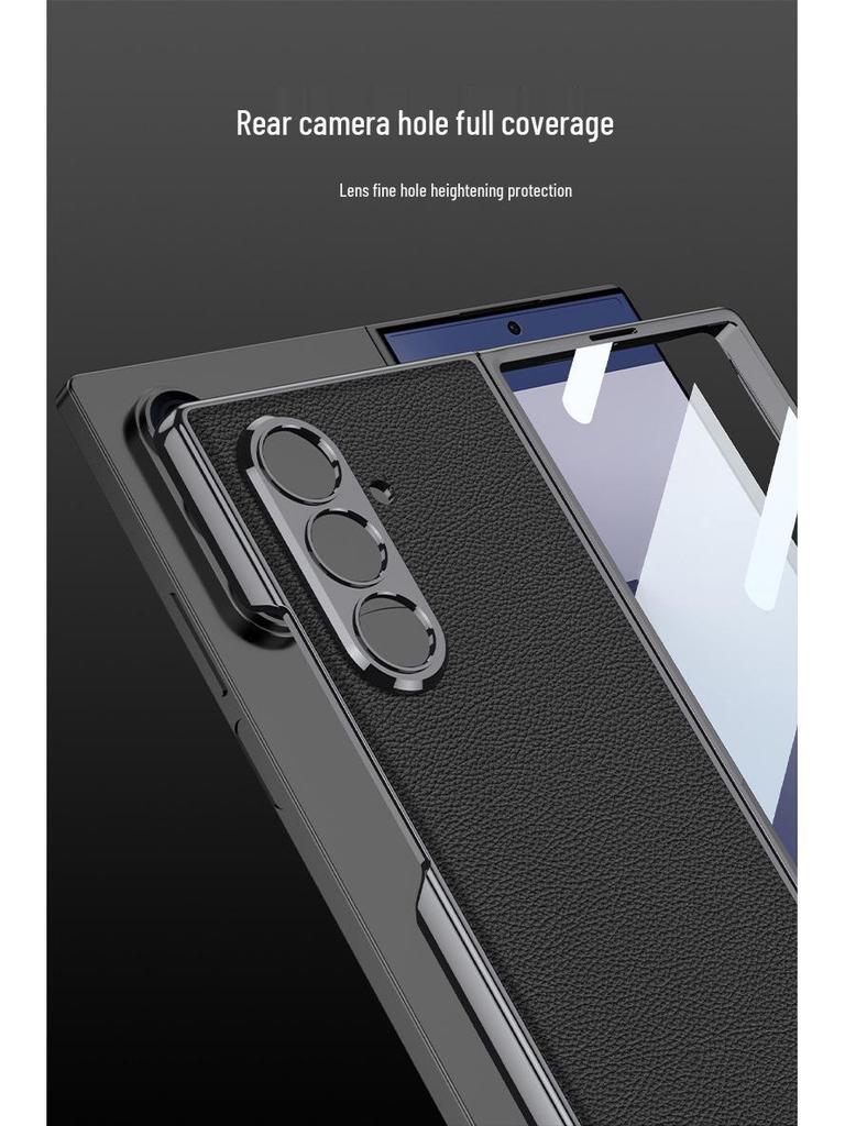 Solid Color Electroplated Leather Case for Samsung Z Fold7