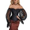 Vintage Mesh Bubble Sleeves Off-the-shoulder Corset European and American Street Sexy Shapewear Corset Fishbone Corset