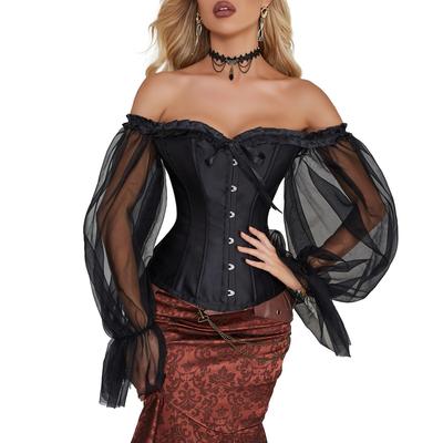Vintage Mesh Bubble Sleeves Off-the-shoulder Corset European and American Street Sexy Shapewear Corset Fishbone Corset