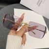 New Sunglasses Special Frameless Edge-cut Metal Frame Sunglasses Leopard Head Decorative Sunglasses Men