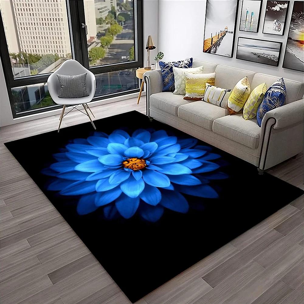 HD Nordic Daisy Sun Flowers 3D Carpet Rug for Home Living Room Bedroom Sofa Doormat Decor,kids Play Area Rug Non-slip Floor Mat