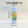 1PC Minion Cute Cartoon 750ml Color Plastic Sports Water Bottle Leakproof Flip Straw Lid Suitable for Sports Office Home Use