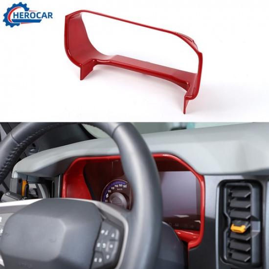 Red Dashboard trument Frame Trim Decor Cover Bezels For Ford Bronco +ABS