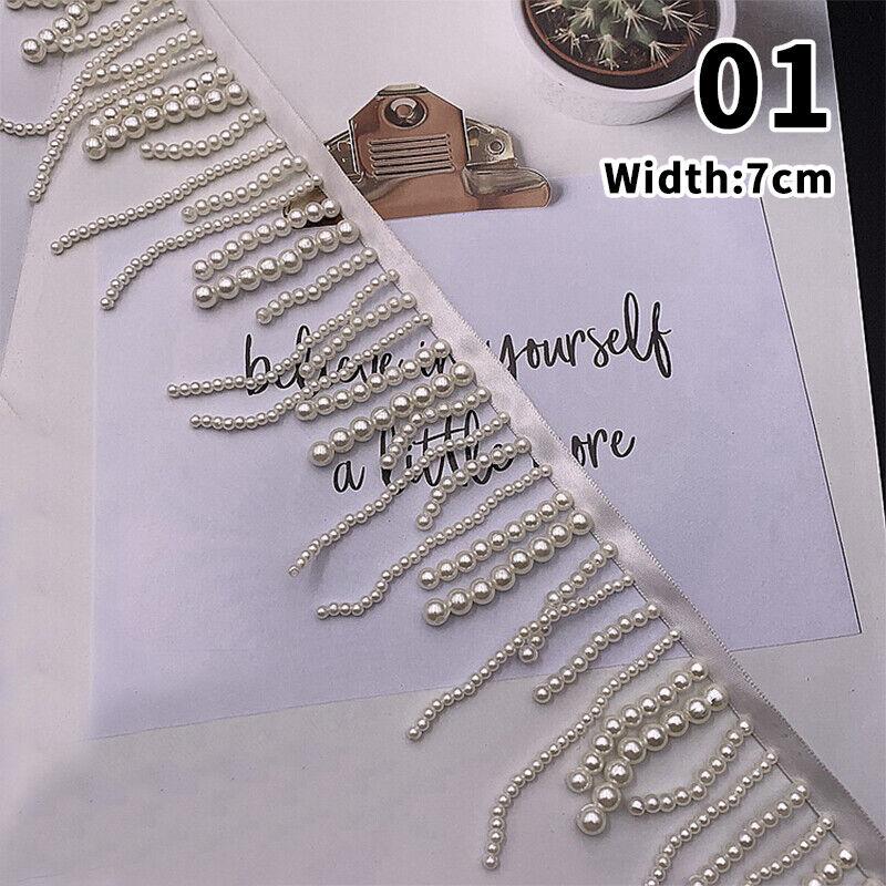 Beaded Tassel Trim Ribbon Wedding Dress Costume Edging Sew Pearl Craft DIY Crafts Dress Jeans Clothing Decoration