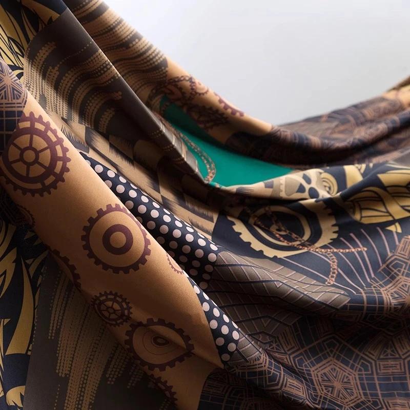 100x150cm Vintage Floral Printed Gambiered Canton Gauze Fabric Simulated Silk Fabric for Sewing Clothes Dress