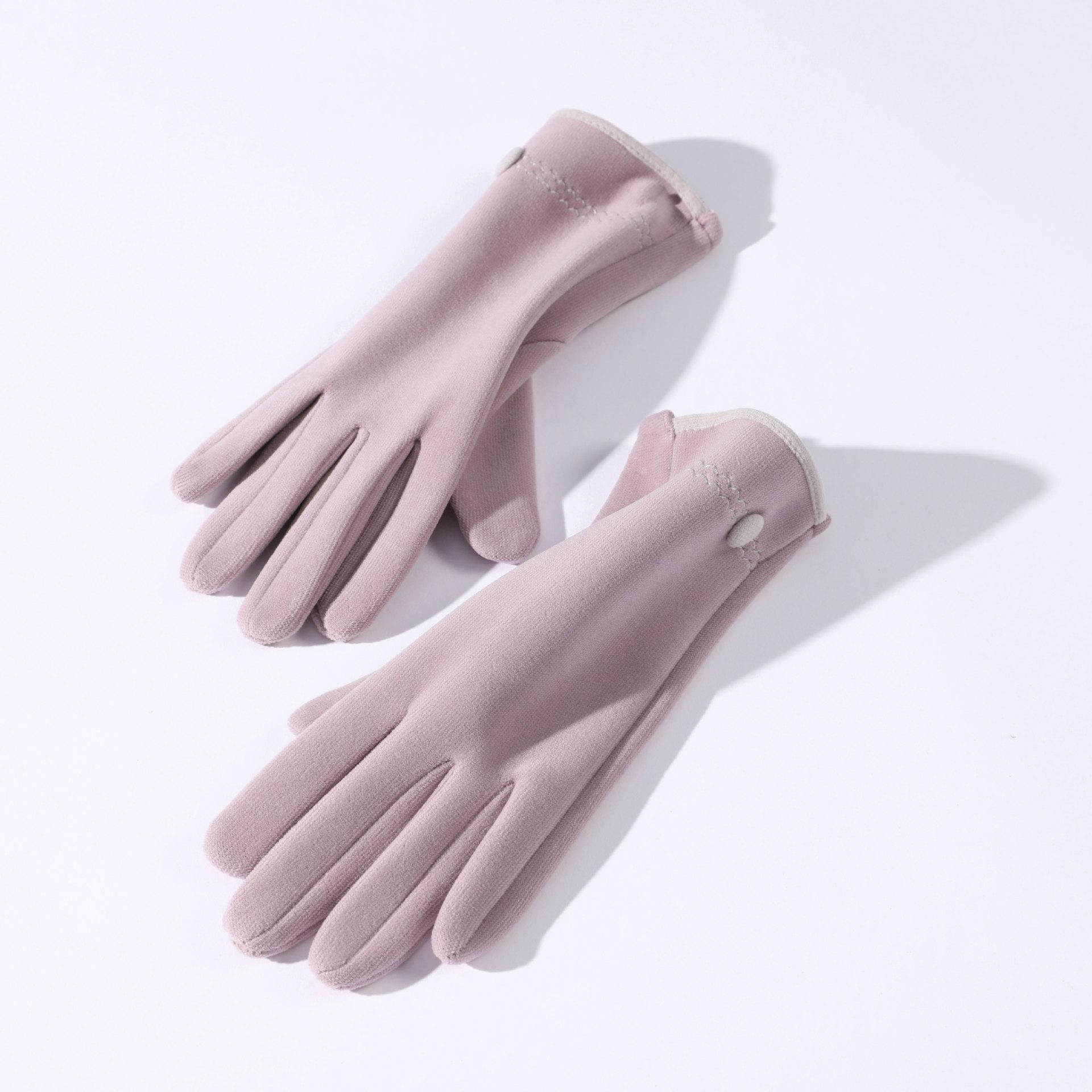 

Оксамитові рукавички для жінок, для вулиці, захищені від холоду та потовщені, велика гумка для волосся, сенсорний екран, оксамитові зимові вітрозахисні та теплі рукавички average size