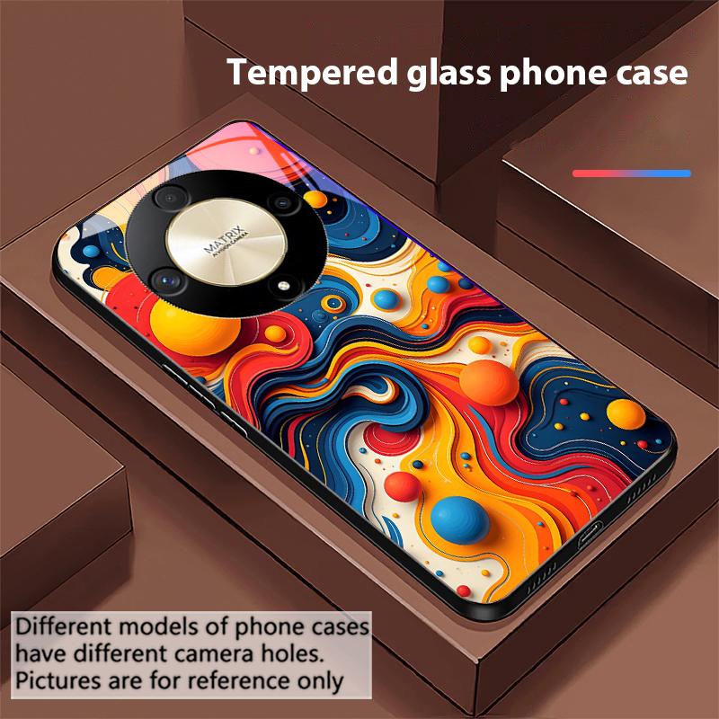 Color Ink Dot White For Honor Magic 6 50 70 90 Lite X7b 200 Pro Nova 10 Nova 5T X6 P30 Pura 70 Ultra Tempered Glass Phone Case