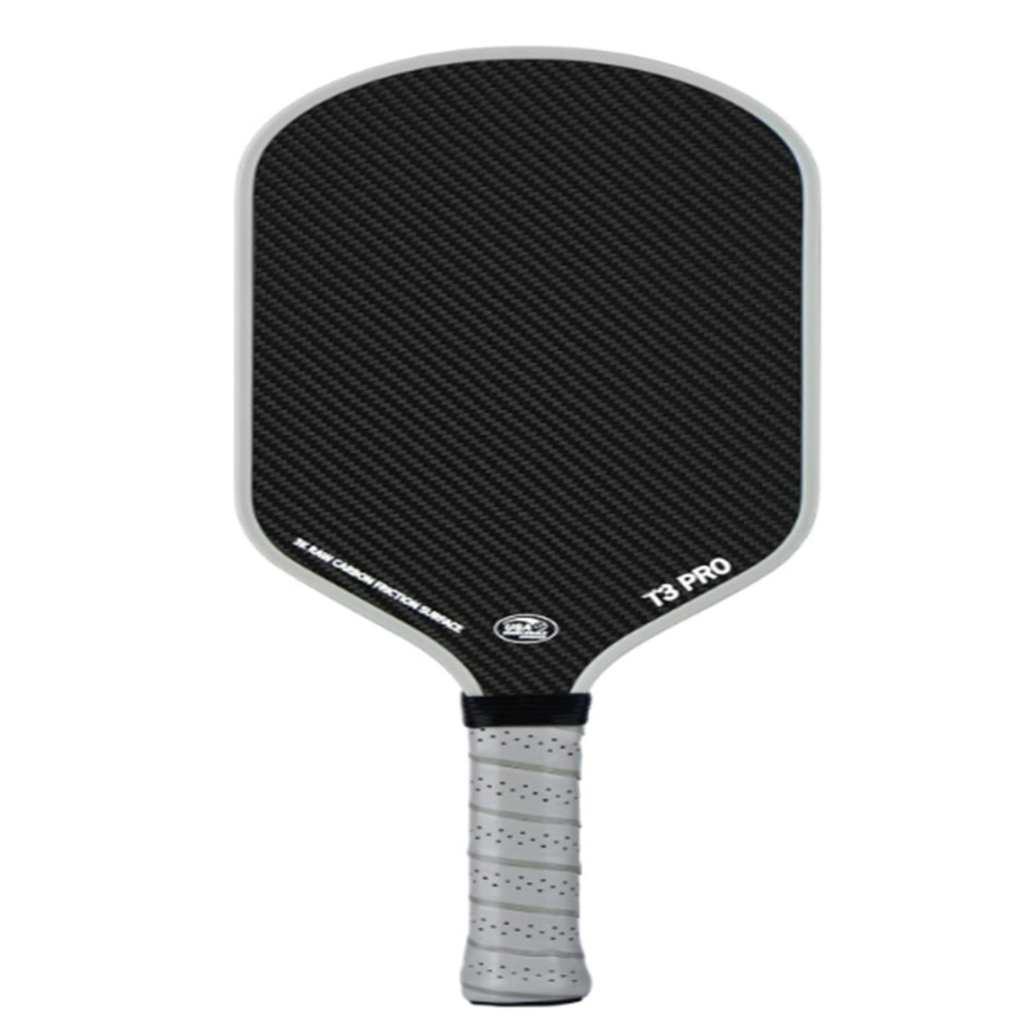 

Ракетка для пиклбола Поверхность из необработанного углеродного волокна 3K (КВПБ) Поверхность абразивного износа углерода (КАС) с высокой зернистостью, удлиненной ручкой Spin Sure-Grip, весло для пиклбола