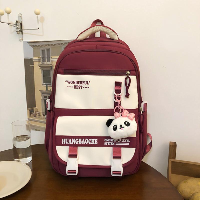 

Дорогая школьная сумка для девочек, милый и универсальный рюкзак для старшеклассников, вместительная дорожная сумка, компьютерный рюкзак для старшеклассников. single bag красный