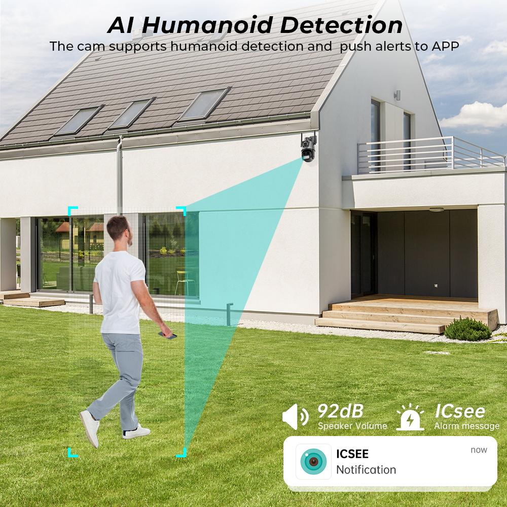 Telecamera Di Sicurezza Solare Wireless 2K PTZ – 2 Pezzi, Rilevamento Umano PIR, Visione Notturna - 3