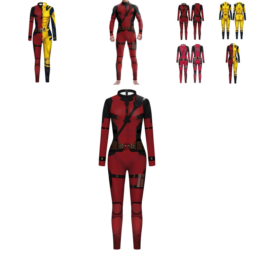 Marvel Deadpool And Wolverine Cosplay Jumpsuit With 3d Digital Print For Halloween Anime Role Play