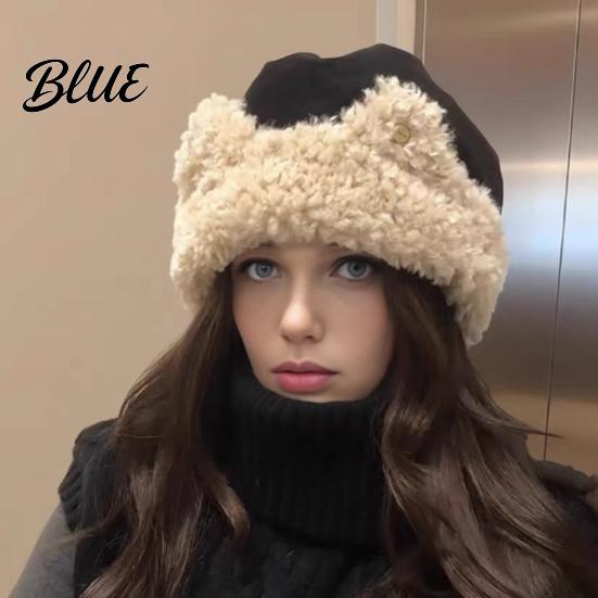 Cold Weather Hat Cat Ear Sherpa Fleece for Women Windproof Winter Protection Women Plush Hat Thick Warm Fuzzy Skull Cap Outdoor Cycling